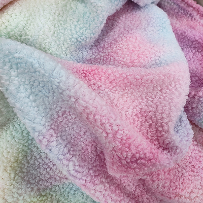 Tie Dye Sherpa Fleece Fabric 280 Gsm 100% Polyester Colorful For Hoodie