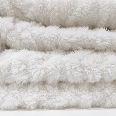 پتوی سفید مخملی Shu Velveteen Fabric 270 GSM Soft Sherpa برای لباس خواب زمستانی